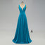 A-line Deep V-neck Backless Bridesmaid Dresses With Pleats, BD0052