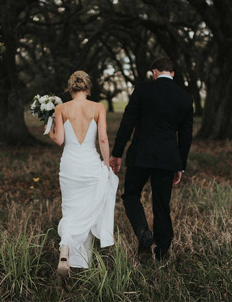 Mermaid Spaghetti Straps V-back Simple Cheap Wedding Dresses, WD0390