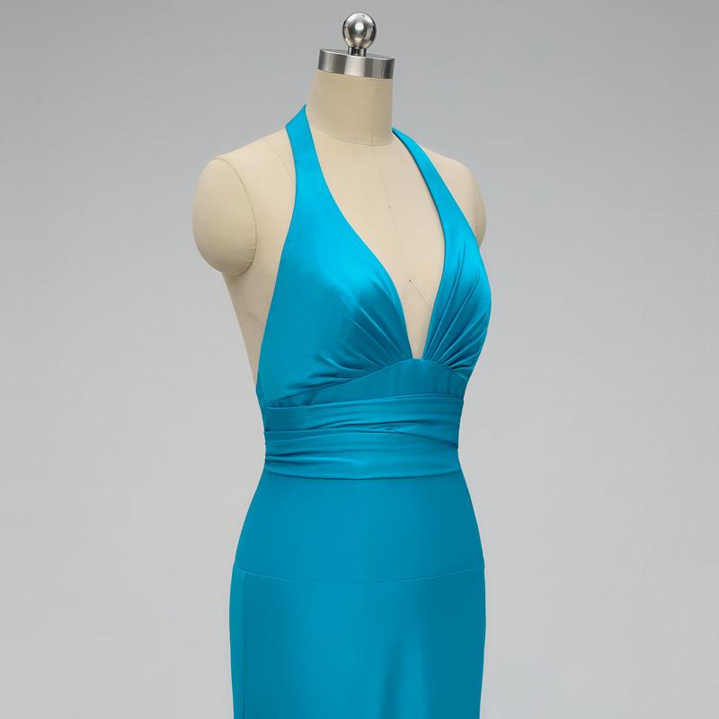 Mermaid Deep V-neck Backless Bridesmaid Dresses With Train, BD0053