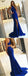 Mermaid Halter Royal Blue High Split Long Prom Dresses With Train, PD0125