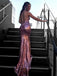 Mermaid Spaghetti Straps Lace up Back Sequins Long Prom Dresses, PD0544