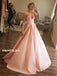 Strapless V-neck Sleeveless Long Pink Prom Dresses With Pleats, PD0606