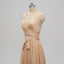 Halter V-neck Backless Long Simple Bridesmaid Dresses With Belt, BD0555-1