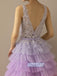 Elegant Ball Gown Applique Spaghetti Straps V-back Long Prom Dresses, OL061