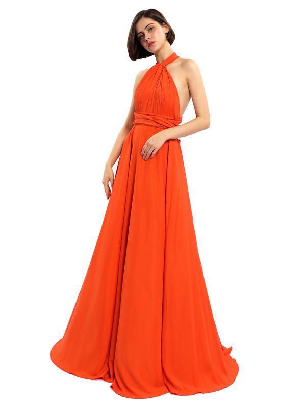 Halter Sleeveless Sexy A-line Long Prom Dresses