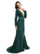 Sheath High-neck Long Sleeves Split Prom Dresses