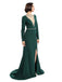 Sheath High-neck Long Sleeves Split Prom Dresses