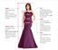 Off-shoulder Mermaid Long Evening Prom Dresses, Dusk Satin High Slit Custom Prom Dresses, MR8317