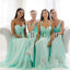 A Line Mismatched Mint Junior Simple Floor-length Bridesmaid Dresses, BG51285 - Bubble Gown