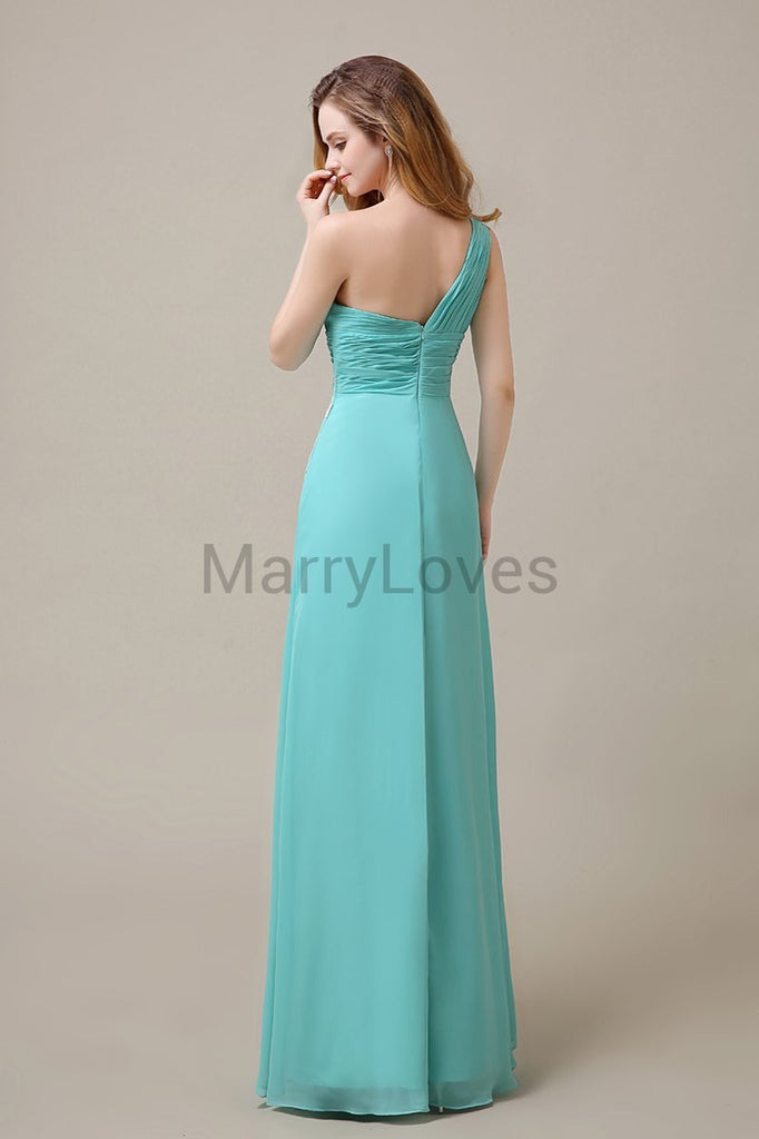 One Shoulder Chiffon Long Bridesmaid Dresses