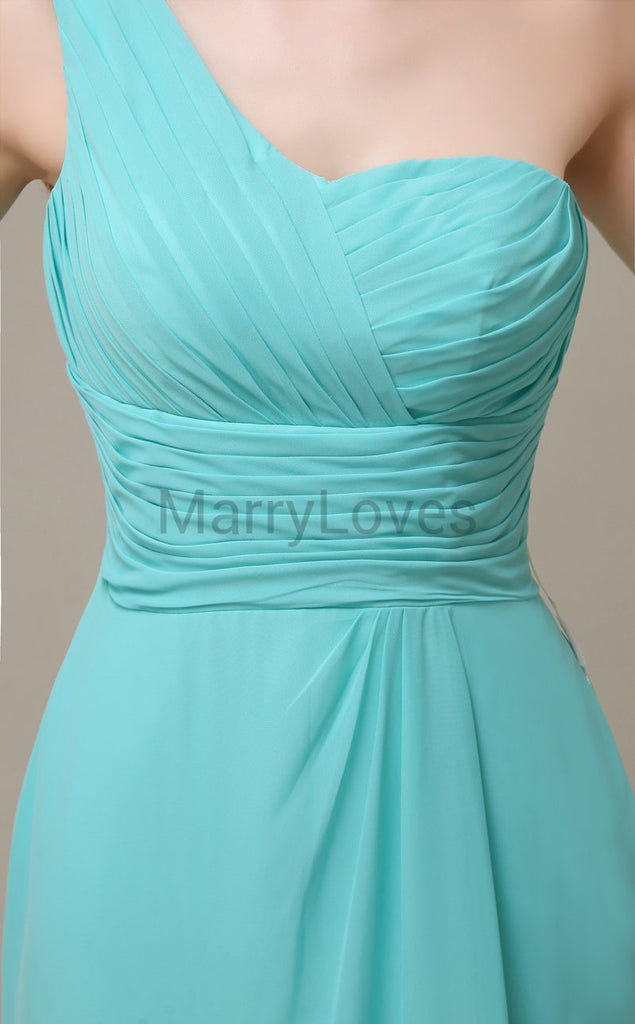 One Shoulder Chiffon Long Bridesmaid Dresses