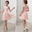 Beautiful Junior Blush Pink Lace Top Knee-Length Bridesmaid Dresses, BG51053 - Bubble Gown