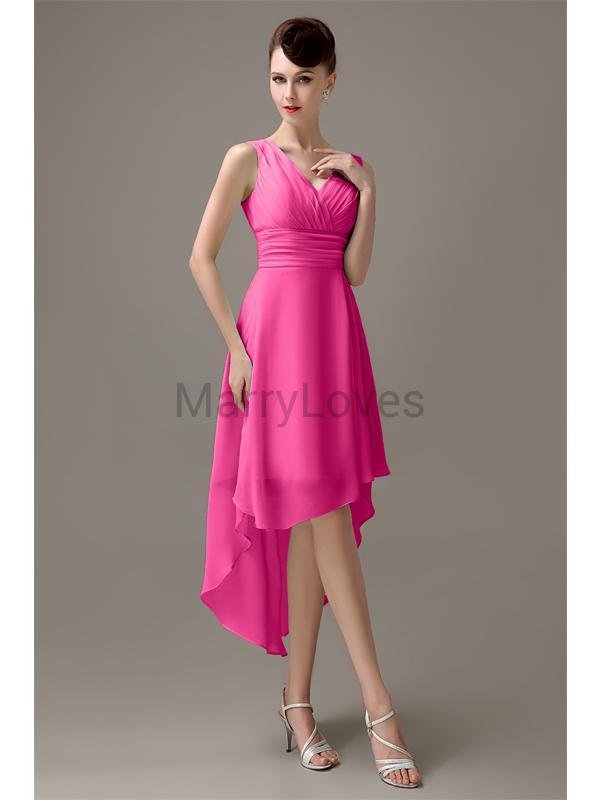 V-Neck Pleated Chiffon Bridesmaid Dresses