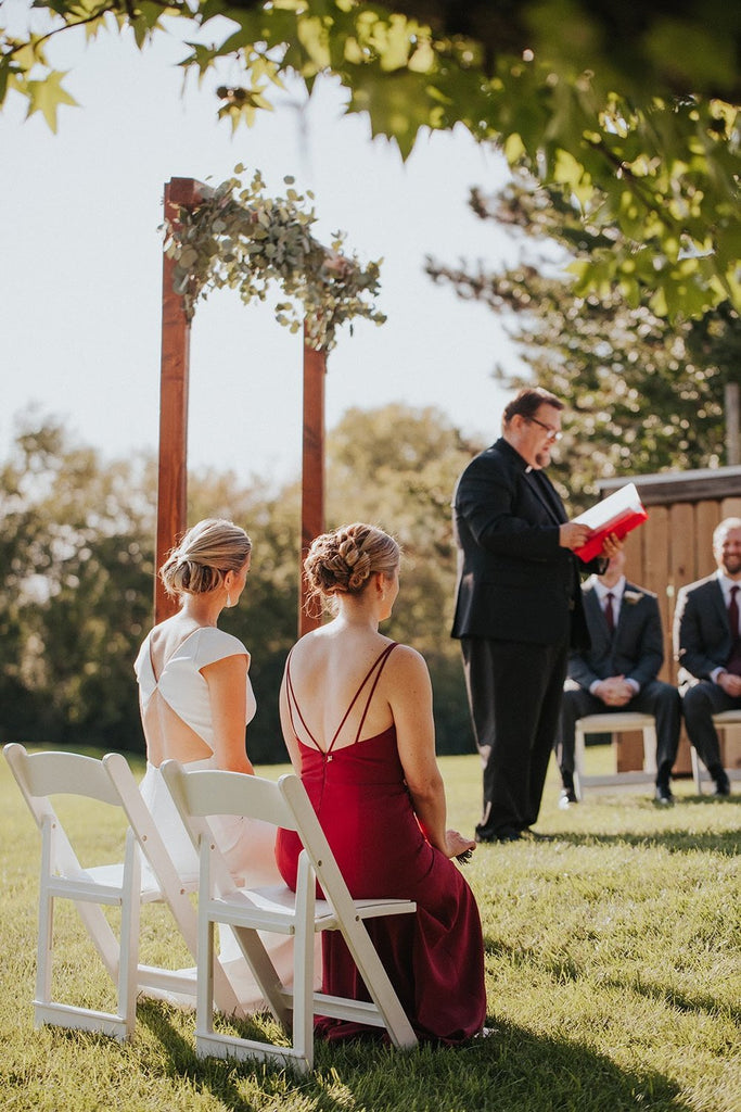 A-line Sleeveless Simple Burgundy Backless Bridesmaid Dresses, BD0577