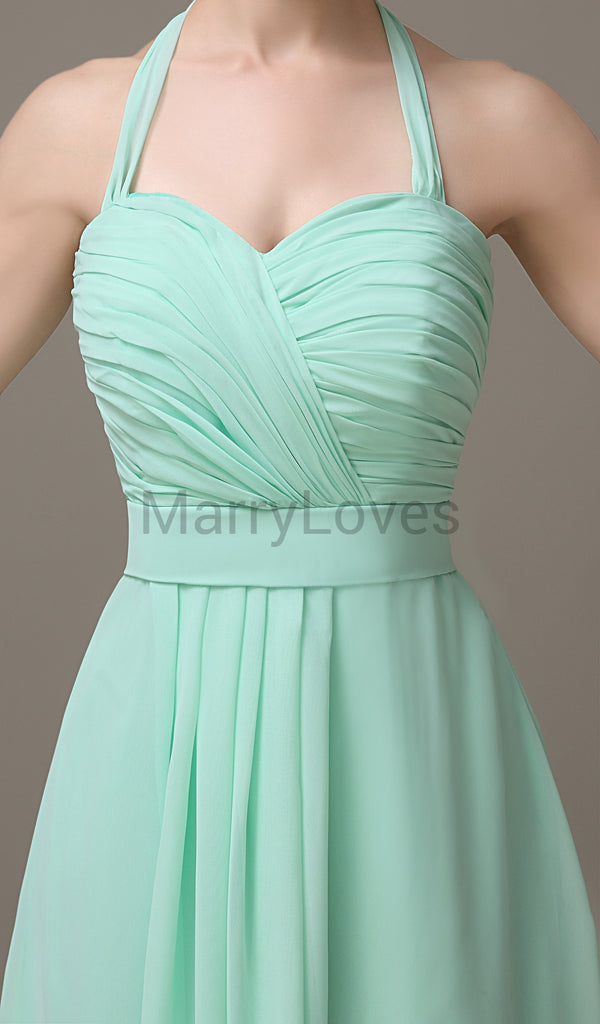 Halter Chiffon Short Bridesmaid Dresses