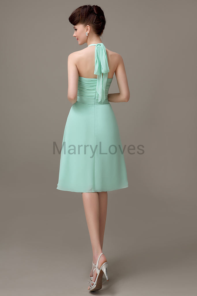 Halter Chiffon Short Bridesmaid Dresses