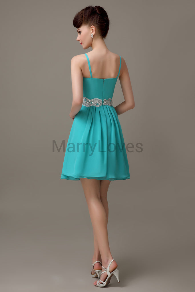 Spaghetti Strap Chiffon Short Bridesmaid Dresses