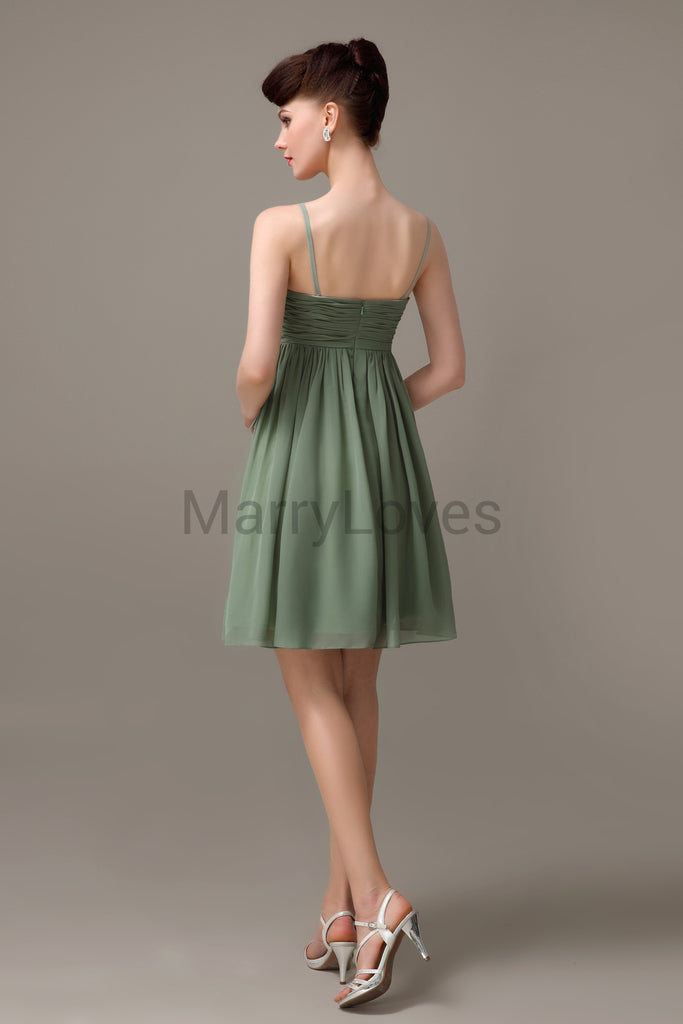 Spaghetti Strap Chiffon Short Bridesmaid Dresses