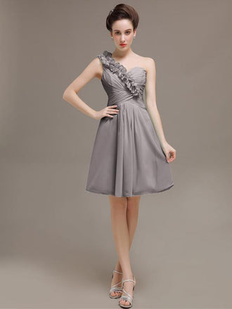 One Shoulder Pleats Bridesmaid Dresses