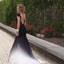 Black White Gradient Sexy Side Slit Open Back Long Prom Dress, BG51106 - Bubble Gown