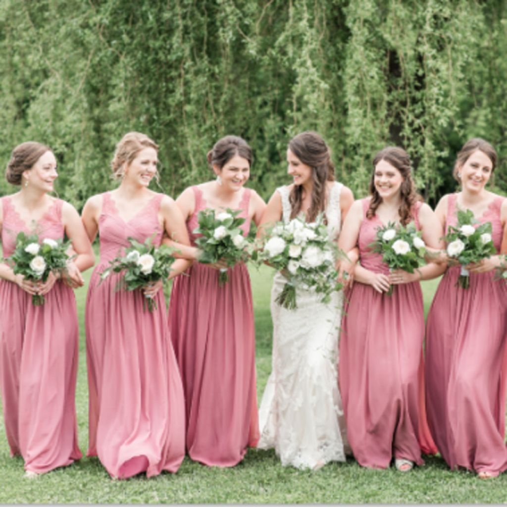 A-Line Floor-length V-Neck Lace Top Bridesmaid Dresses With Pleats, BD0106