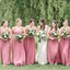 A-Line Floor-length V-Neck Lace Top Bridesmaid Dresses With Pleats, BD0106