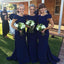 Mermaid Round Neck Cap Sleeves Simple Bridesmaid Dresses With Train, BD0108