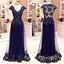 Affordable Cap Sleeve See Through Back Elegant Long Prom Dresses, BG51042