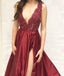 Charming Deep V-neck Sleeveless Appliques Prom Dresses With Train, PD0157