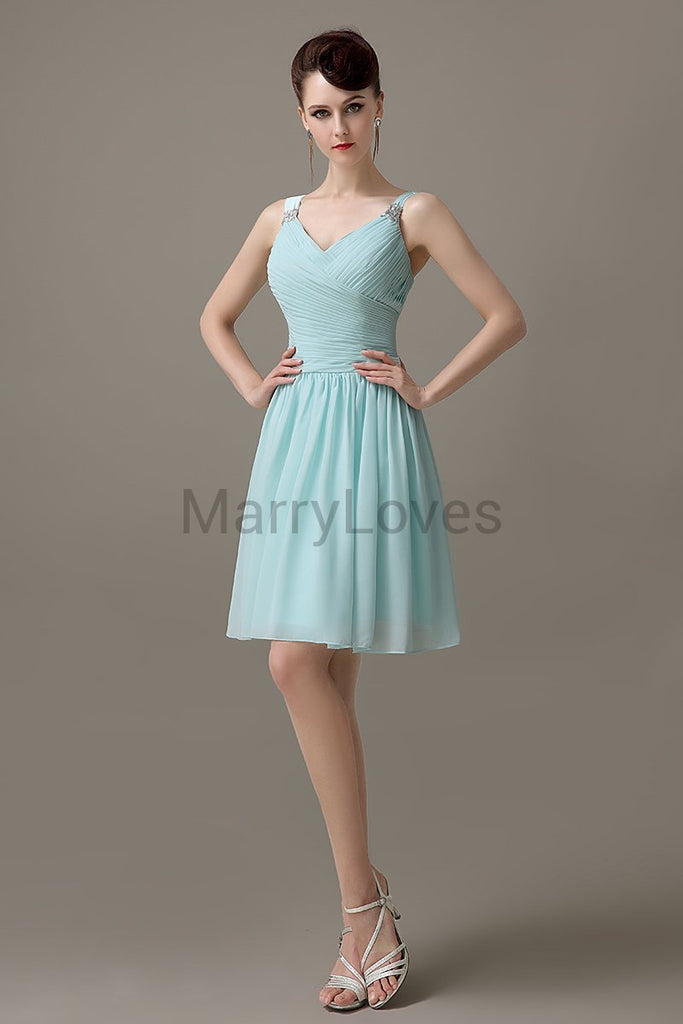 V-neck Chiffon Short Bridesmaid dresses