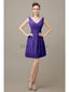 V-neck Chiffon Short Pleats Bridesmaid Dresses