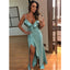 Spaghetti Straps V-neck Sexy Long Prom Dresses With Ruffles, PD0145