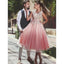 Popular A-line Appliques Top Sleeveless Tulle Skirt Homecoming Dresses, HD0488