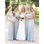 A-line Floor-length V-neck One-shoulder Simple Cheap Bridesmaid dresses, BD0517