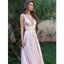 A-line V-neck Sequins Backless Sexy Long Pink Prom Dresses, PD0152