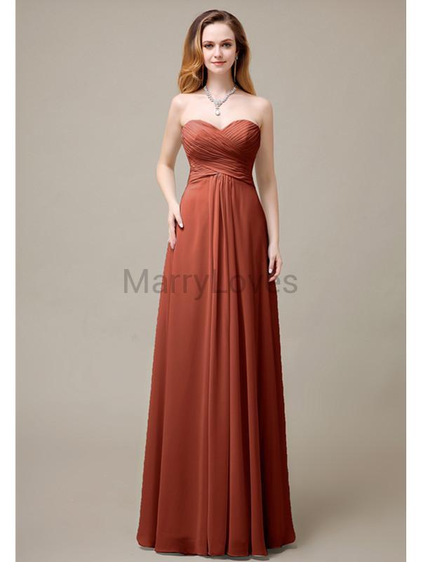 Cross-Pleated Chiffon Bridesmaid Dress with Sweetheart