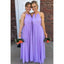 A-Line Halter Floor-Length Purple Bridesmaid Dresses With Pleats, BD0572