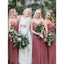 Charming V Neck Spaghetti Straps Chiffon Long Bridesmaid Dresses, BD0535