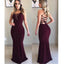 Mermaid Floor-length V-neck  Sexy Lace Up Back Long Prom Dresses, PD0144