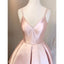 Hot Selling Spaghetti Straps V-neck Pink Simple Homecoming Dresses, HD0472