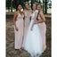 Sheath V-Neck Floor-Length Bridesmaid Dresses With Pleats, BD0570