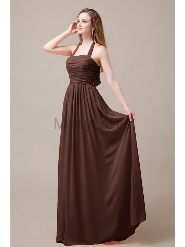 Halter Chiffon Birdesmaid Dresses with Bow Straps