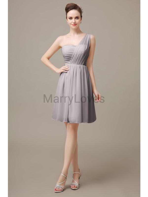 One shoulder Pleats Chiffon Bridesmaid Dresses