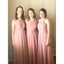 A-line Halter Chiffon Long Bridesmaid dresses With Pleats, BD0523