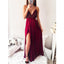 Floor-length Spaghetti Straps Sequins V-neck Split Red Long Prom Dress, PD0133