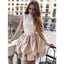 Newest Lace Appliques Top Long Sleeves Backless Homecoming Dresses, HD0451