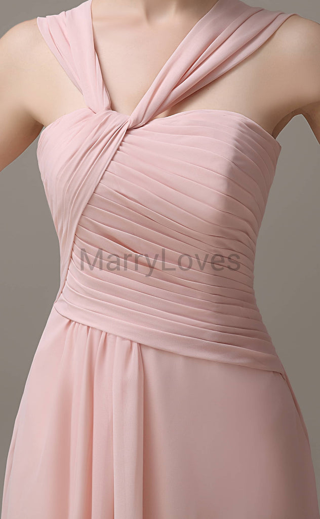 Cross Neck Chiffon Bridesmaid Dresses