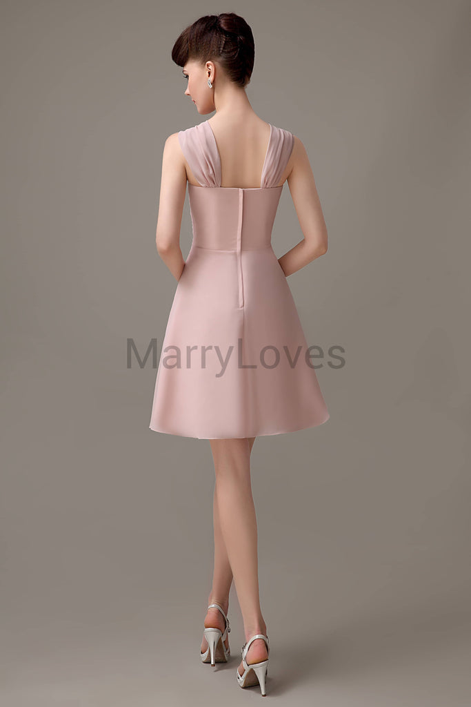 Cross Neck Chiffon Bridesmaid Dresses