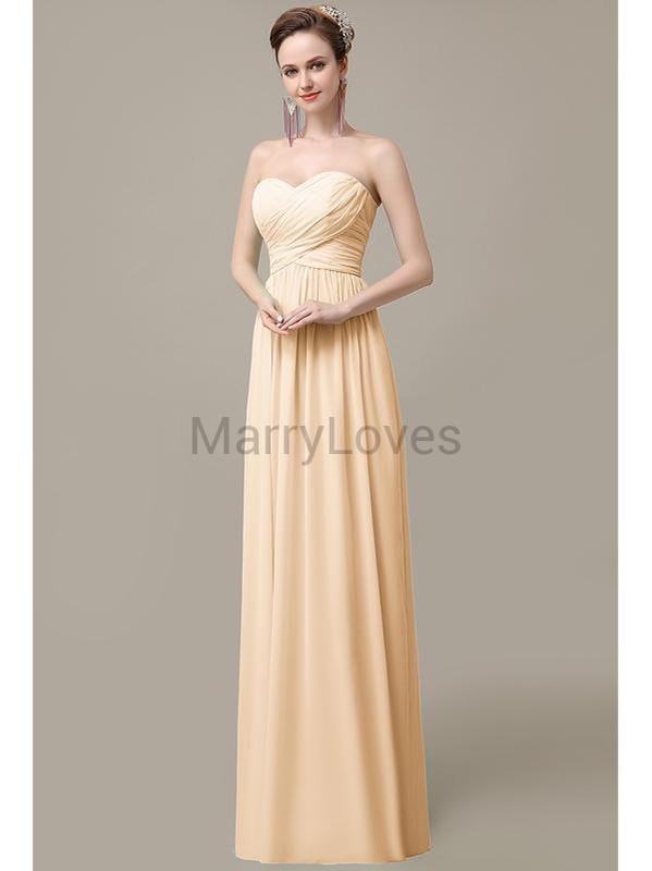 Sweetheart Chiffon Long Bridesmaid Dresses