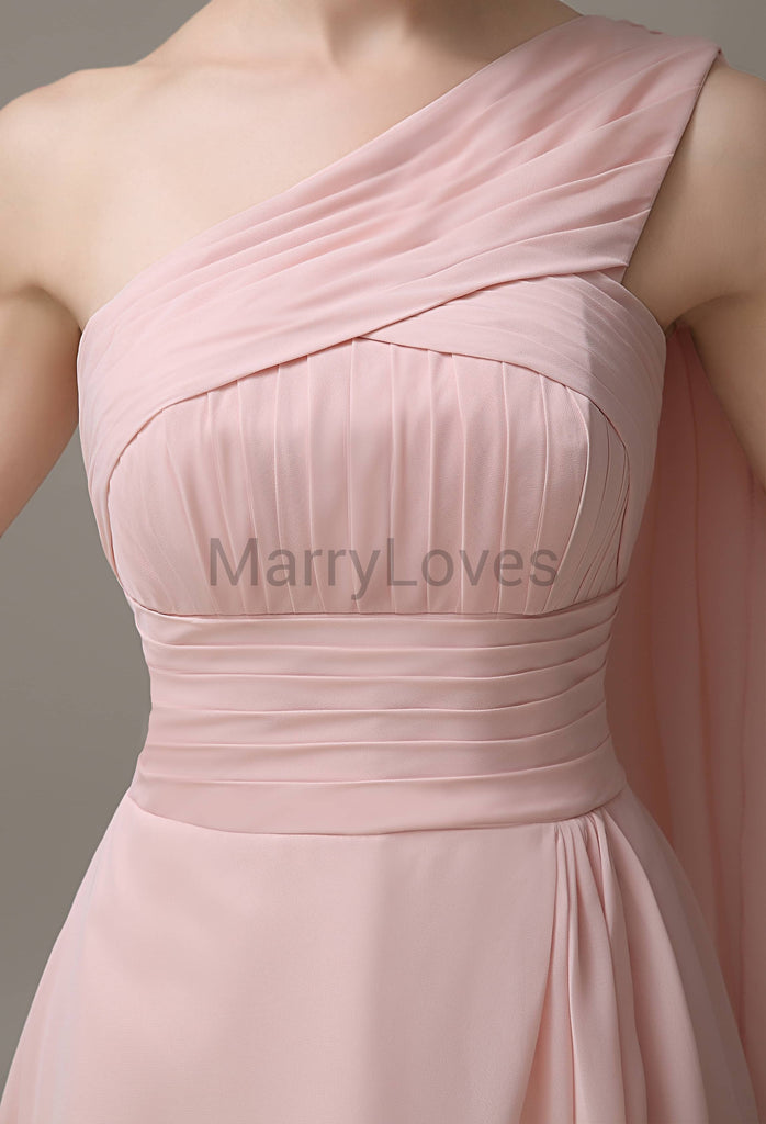 One Shoulder Pleats Bridesmaid Dresses